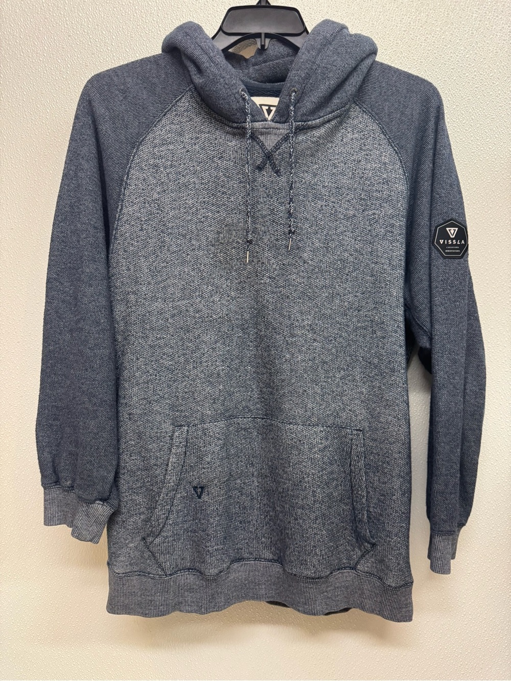 VISSLA Men's Two-Tone Navy Heather Hooded Sweatshirt Sz L